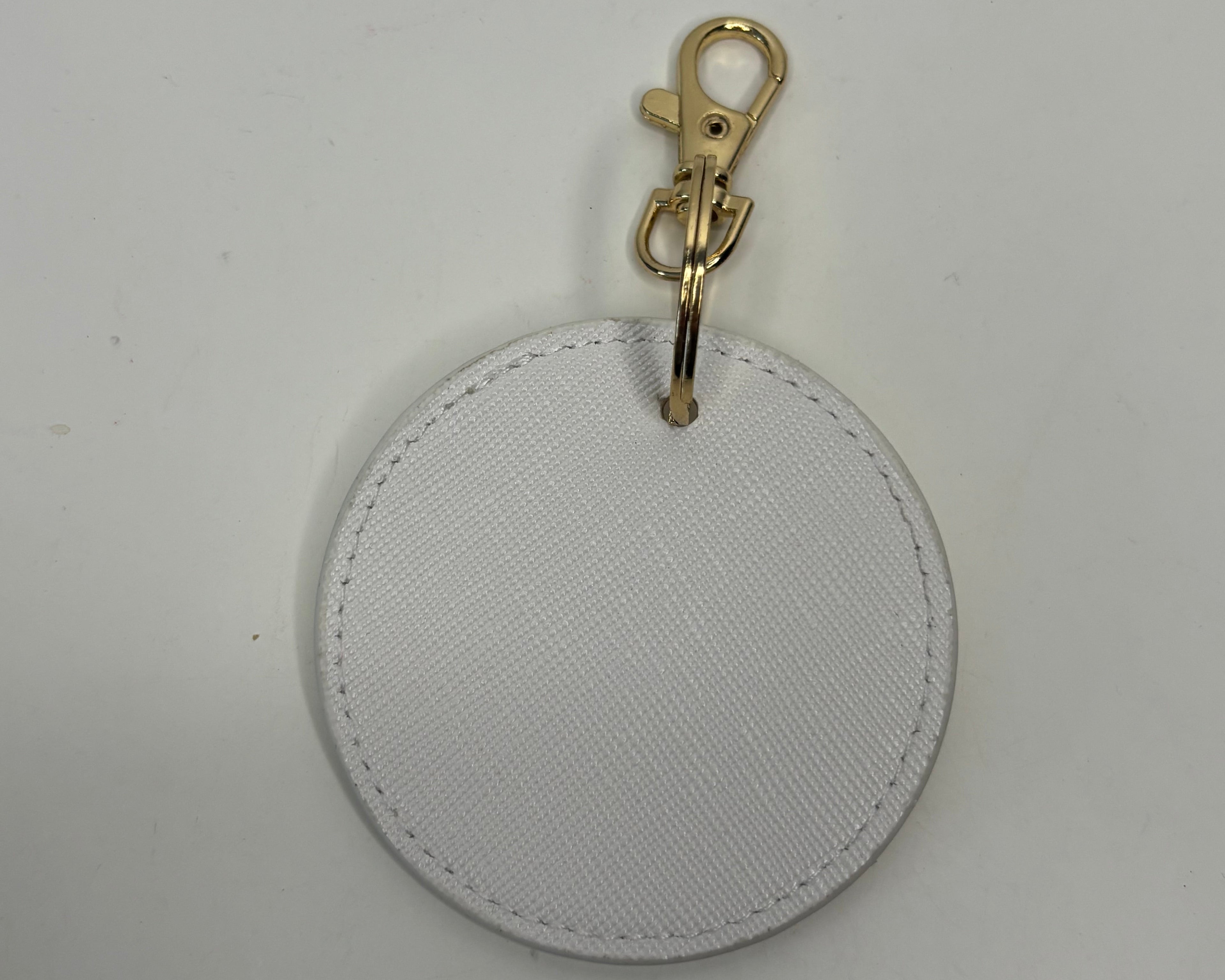 Porte clé rond blanc