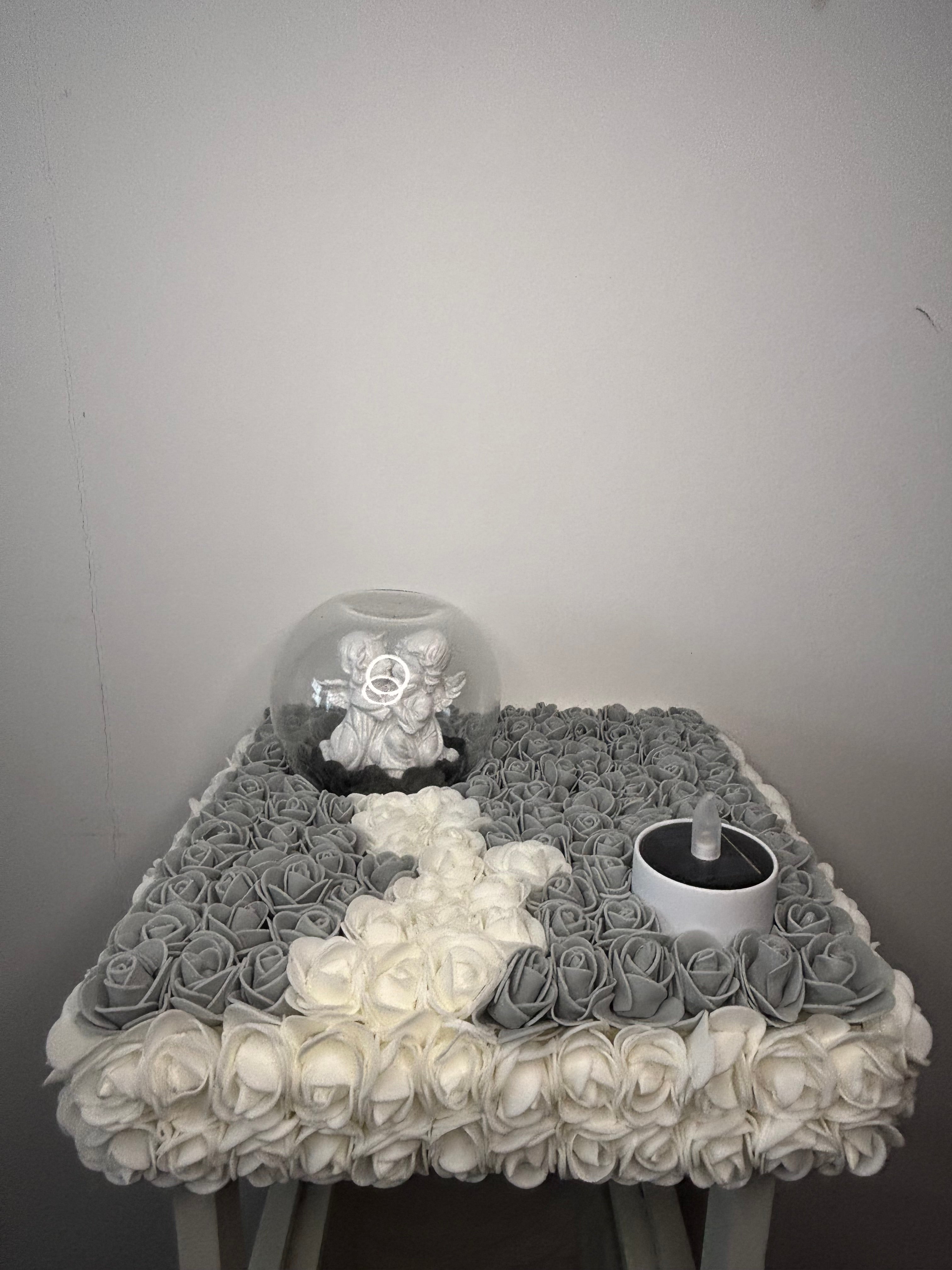 Plateau ange couple + bougie + boule