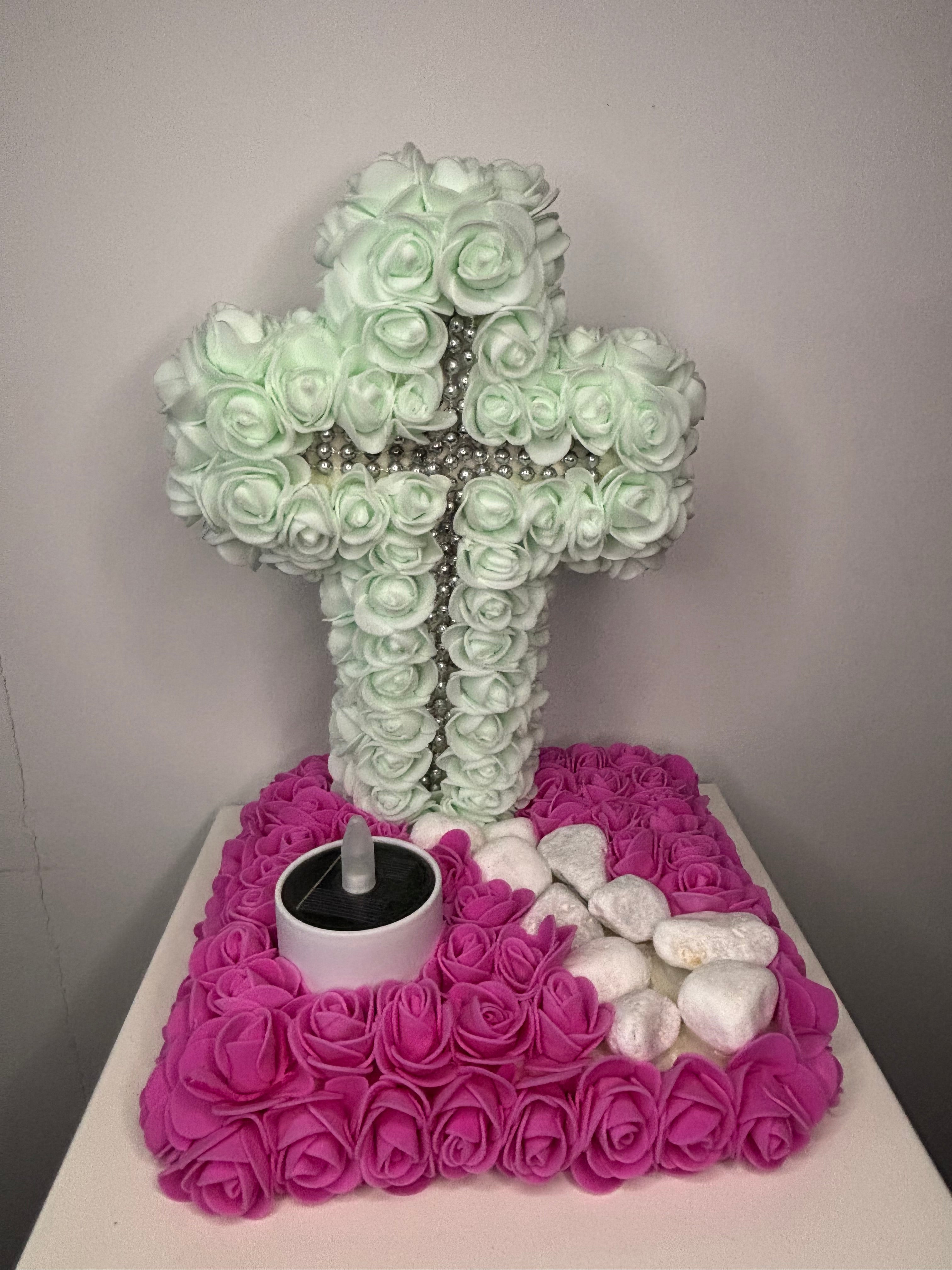 Plateau croix + bougie