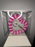 Coussin grand coeur avec boîte Plexiglas