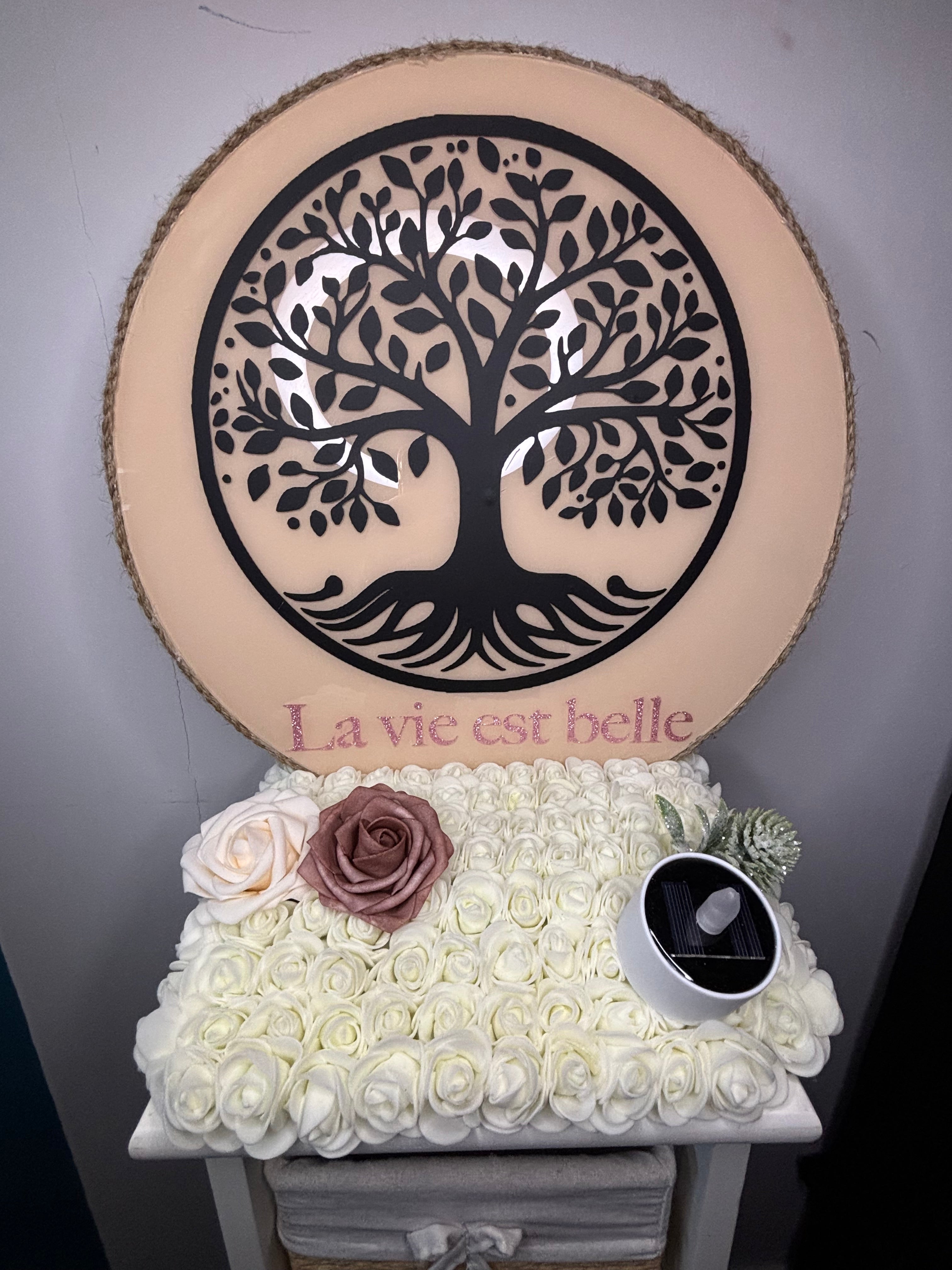 Plaque arbre de vie "la vie est belle"
